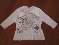 Bluzka z rękawem ¾, Gerry Weber, rozm. 44, popielata z cekinkami