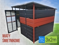 Wiata śmietnikowa blaszana, schowek na kubły na śmieci, śmietnik