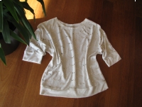 Luźny, biały sweterek, bluzka z cekinkami,  L / XL  