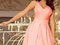 BEATRICE Sukienka z koronkowym dekoltem i kontrafałdami