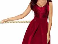 BEATRICE Sukienka z koronkowym dekoltem i kontrafałdami