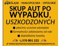 Skup samochodów uszkodzonych Transport lawetą Śląskie/Małopolskie/Opolskie